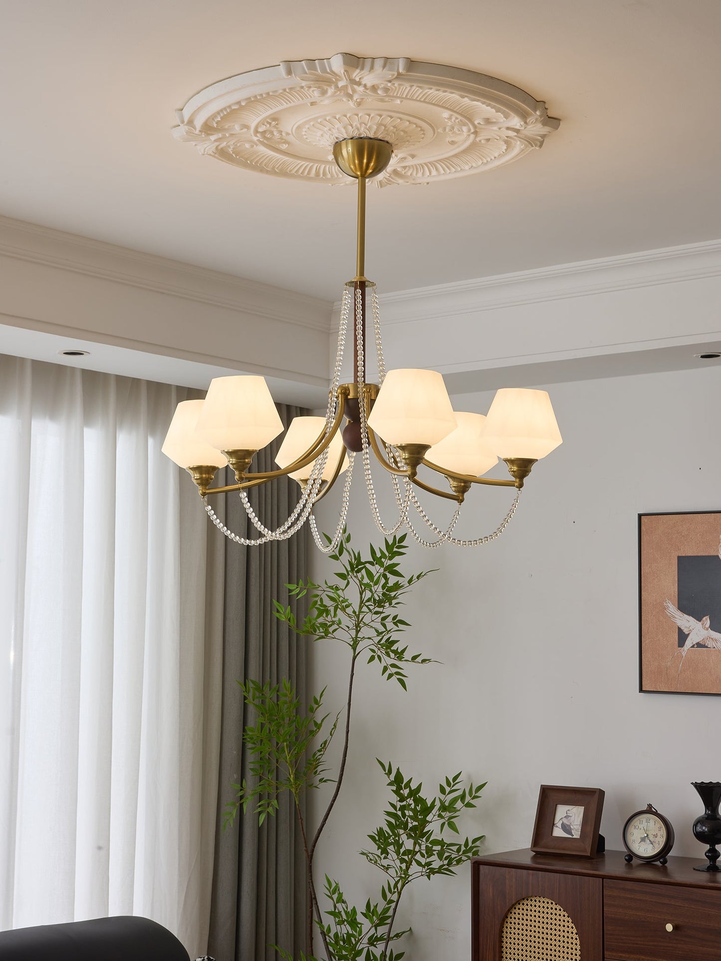 Evora Chandelier - Elegant Crystal Design with Adjustable Height & Dim