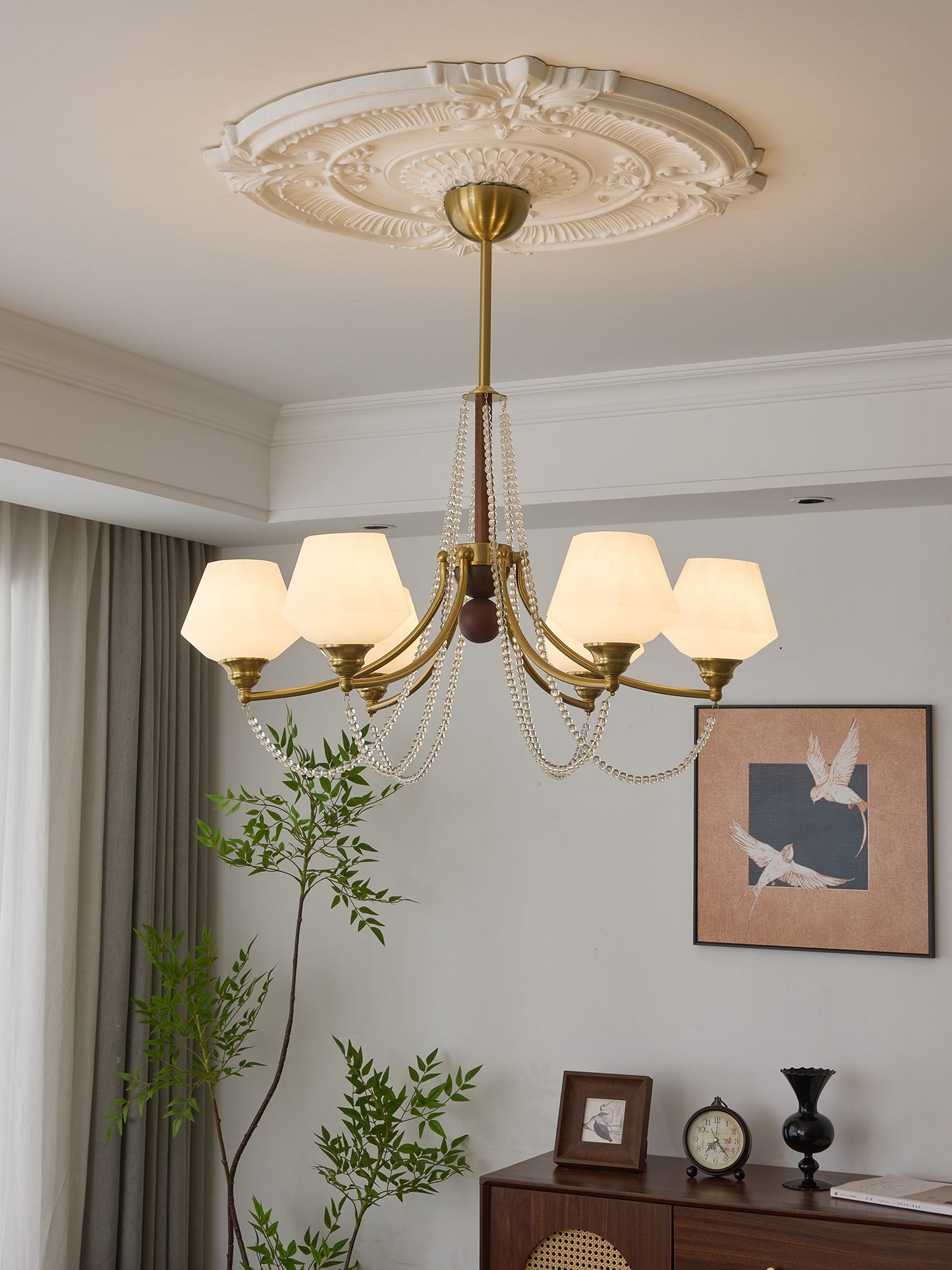 Evora Chandelier - Elegant Crystal Design with Adjustable Height & Dim