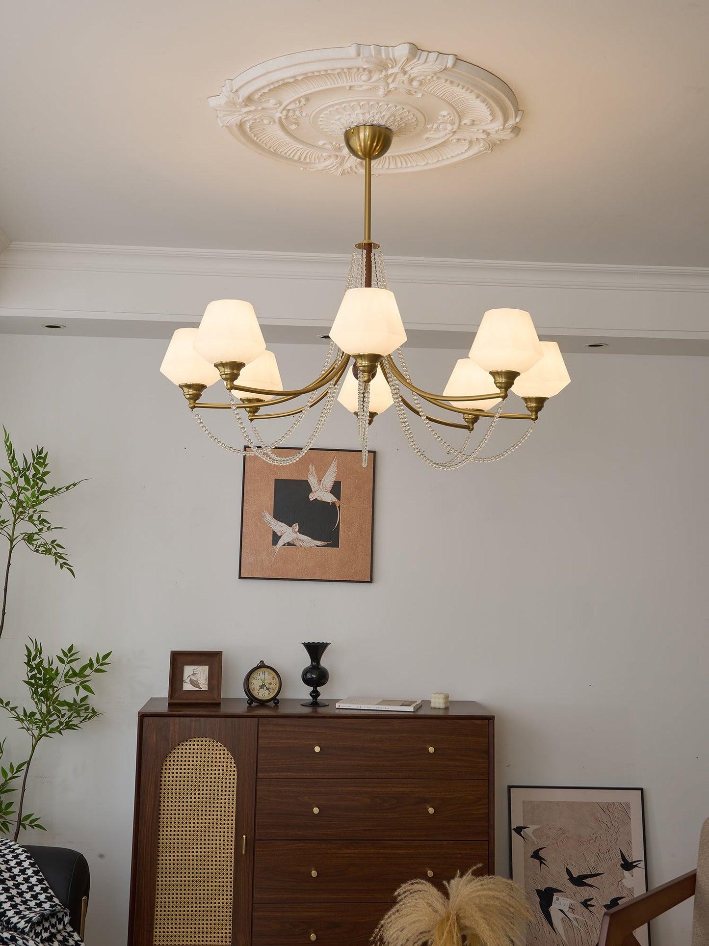 Evora Chandelier - Elegant Crystal Design with Adjustable Height & Dim