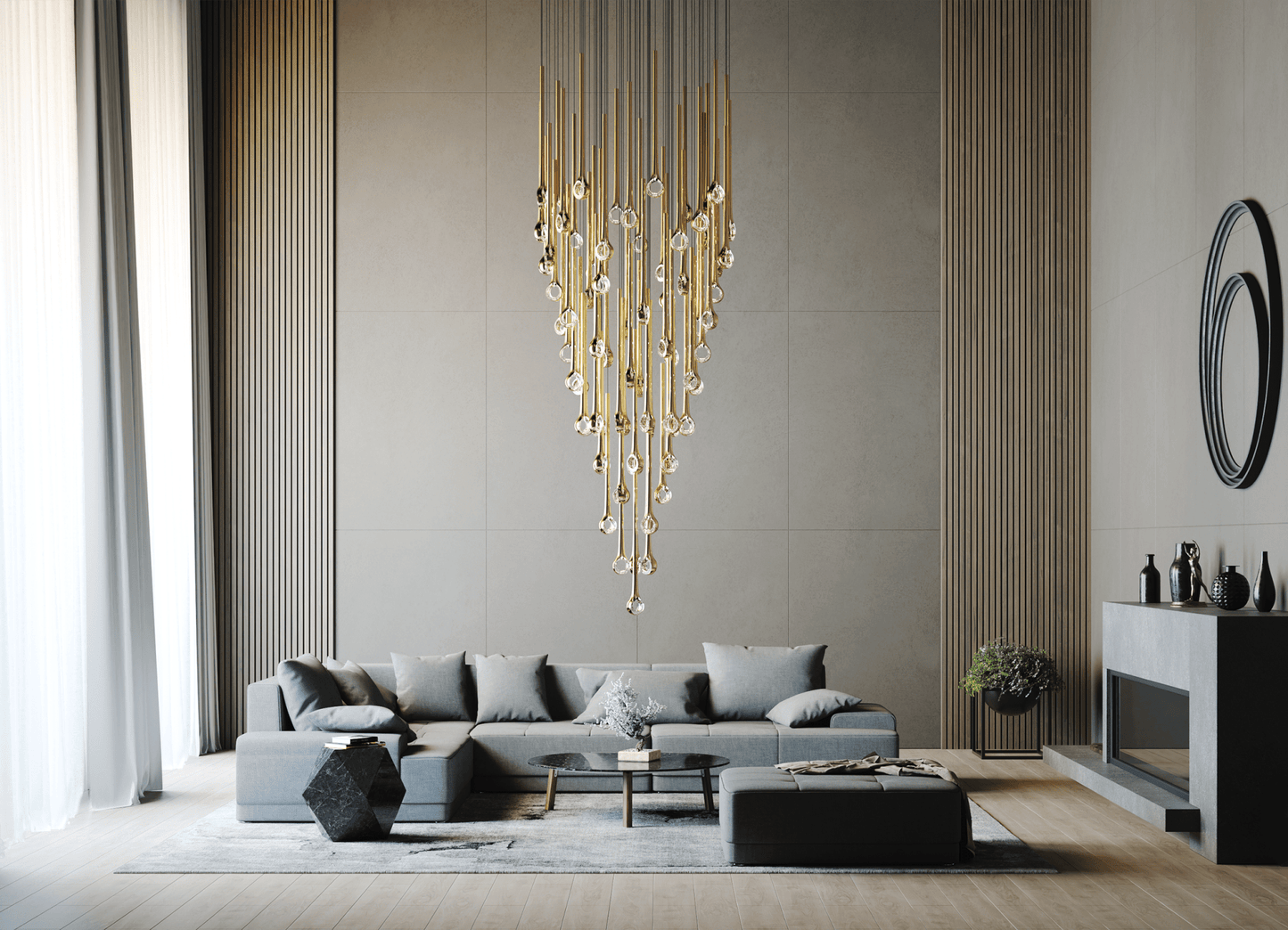 Elegant Eyelet Chandelier - Adjustable Height, Crystal Accents