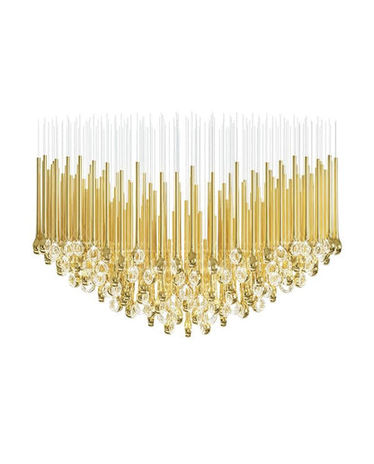 Elegant Eyelet Chandelier - Adjustable Height, Crystal Accents