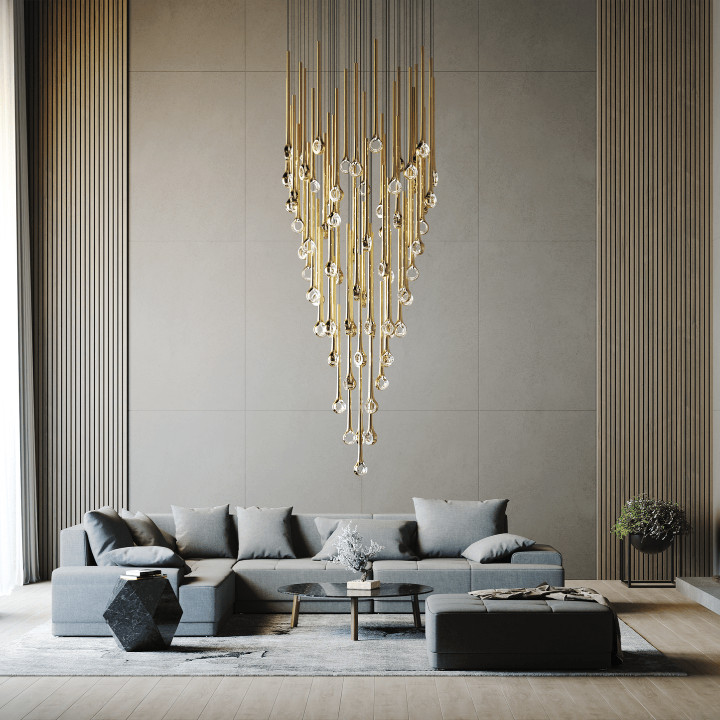 Elegant Eyelet Chandelier - Adjustable Height, Crystal Accents