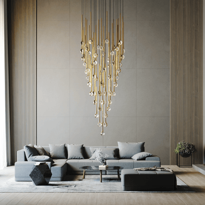 Elegant Eyelet Chandelier - Adjustable Height, Crystal Accents