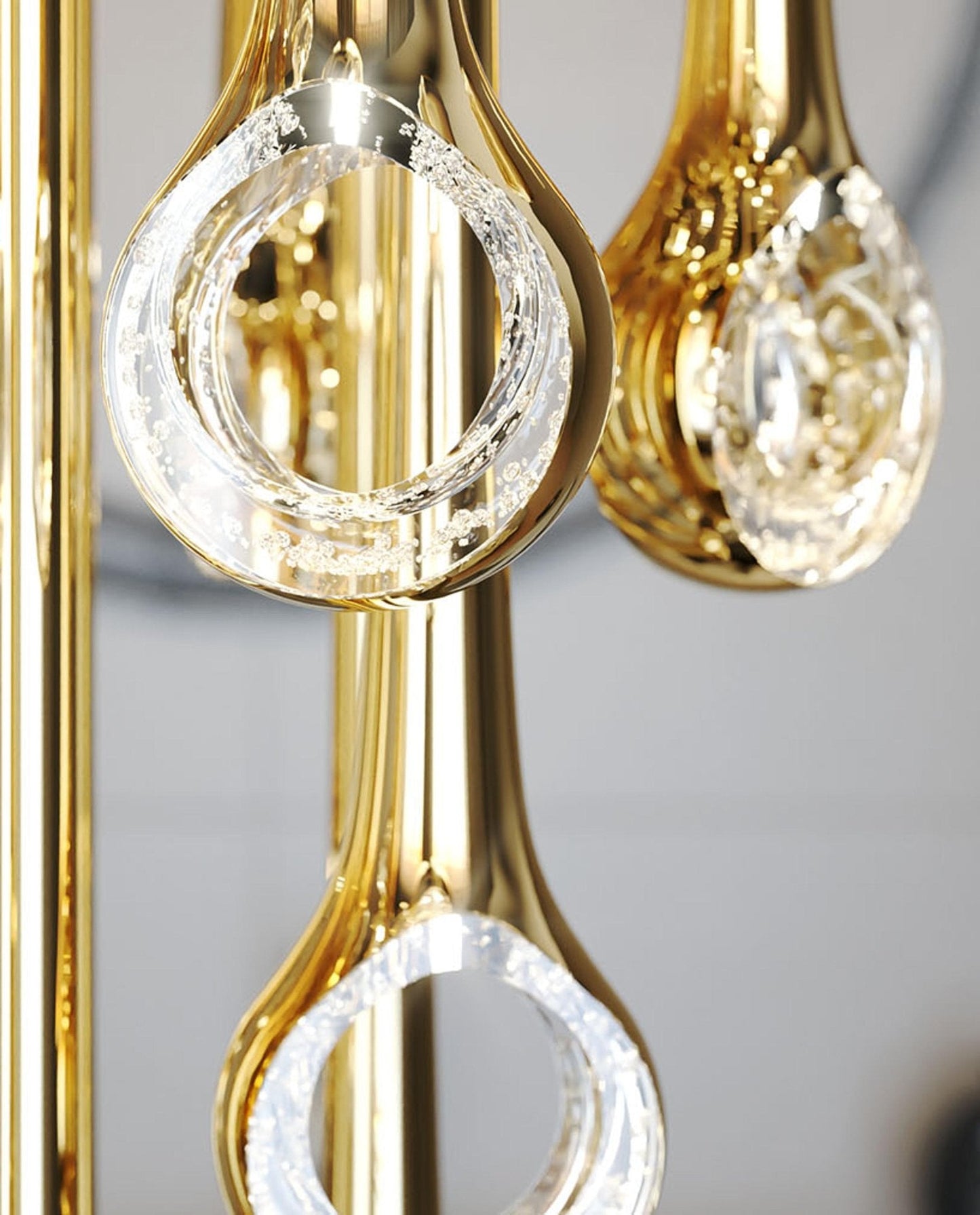 Elegant Eyelet Chandelier - Adjustable Height, Crystal Accents