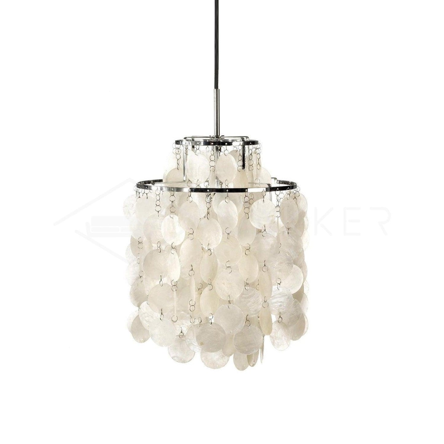 Elegant Round Shell Chandelier with Adjustable Height & Soft Lighting