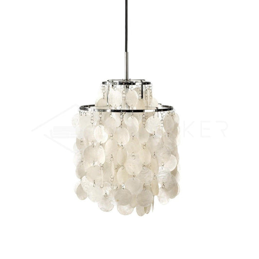 Elegant Round Shell Chandelier with Adjustable Height & Soft Lighting