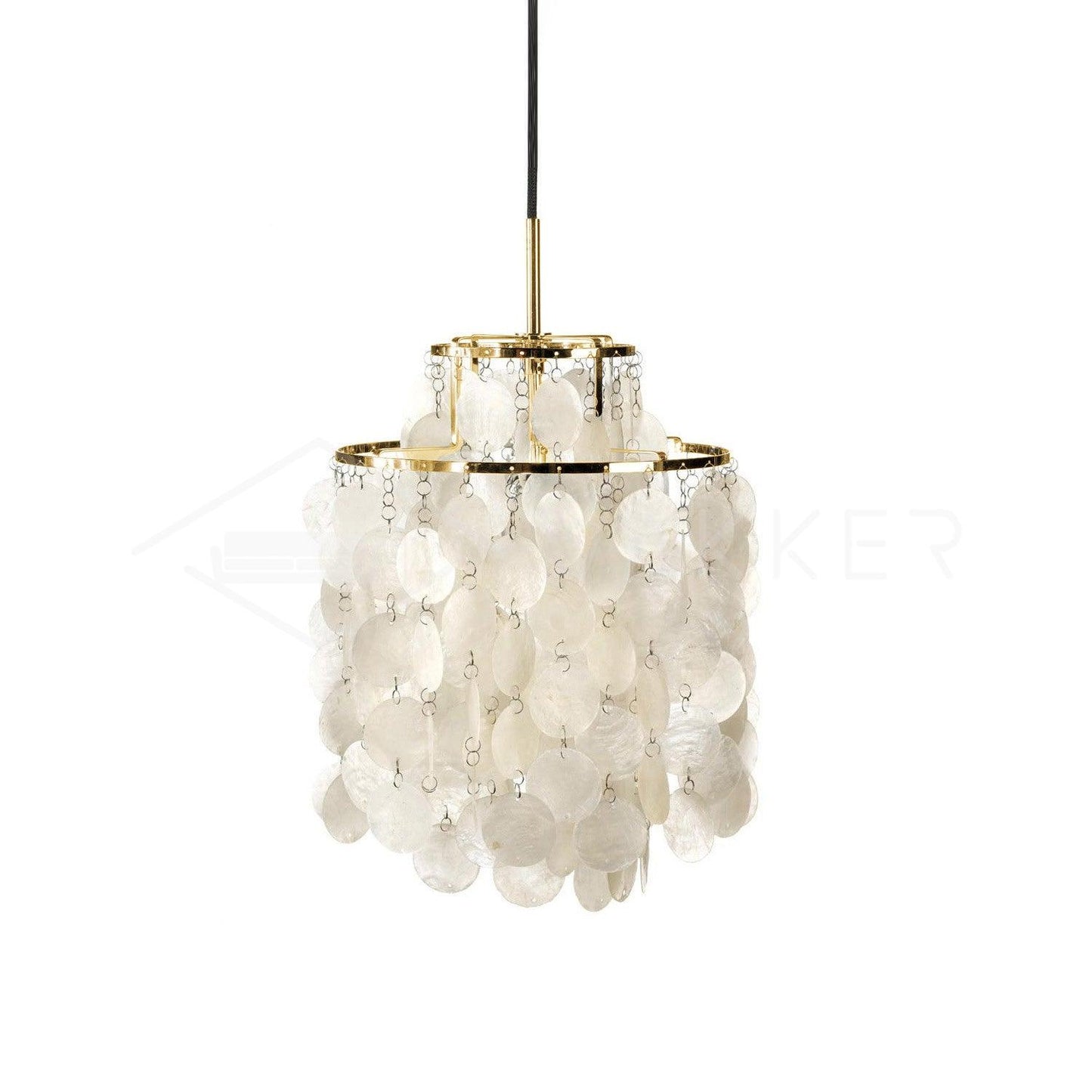 Elegant Round Shell Chandelier with Adjustable Height & Soft Lighting