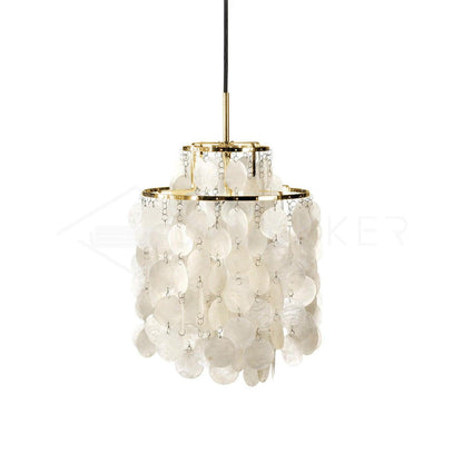 Elegant Round Shell Chandelier with Adjustable Height & Soft Lighting
