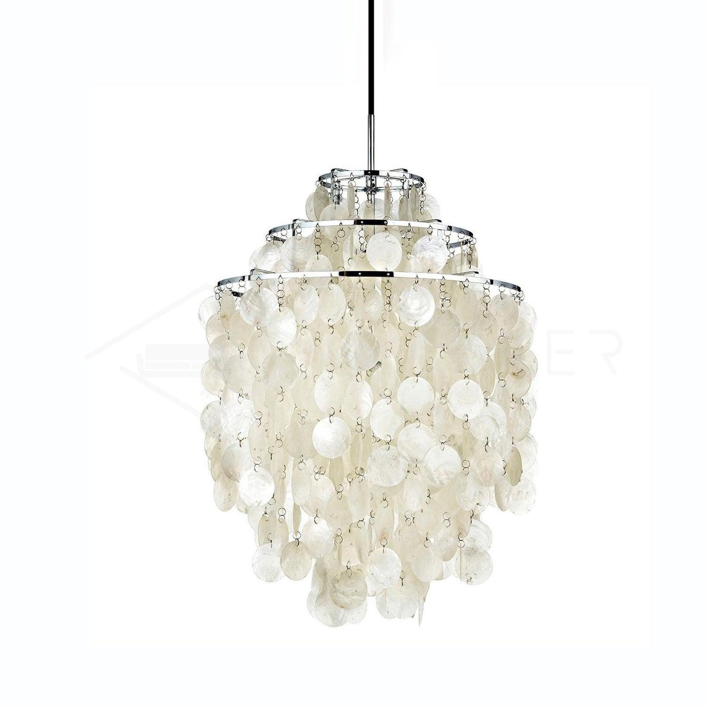 Elegant Round Shell Chandelier with Adjustable Height & Soft Lighting