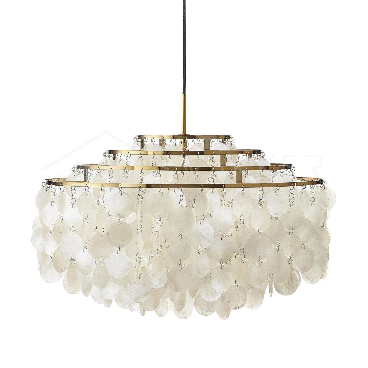 Elegant Round Shell Chandelier with Adjustable Height & Soft Lighting