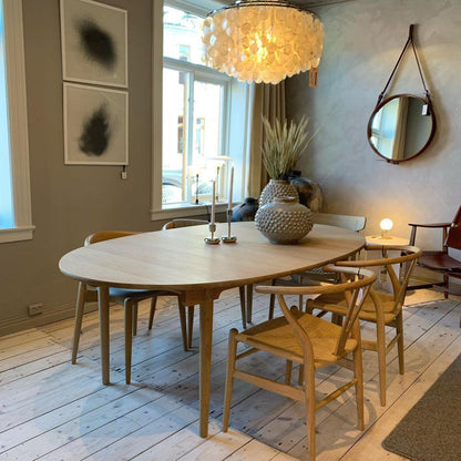 Elegant Round Shell Chandelier with Adjustable Height & Soft Lighting