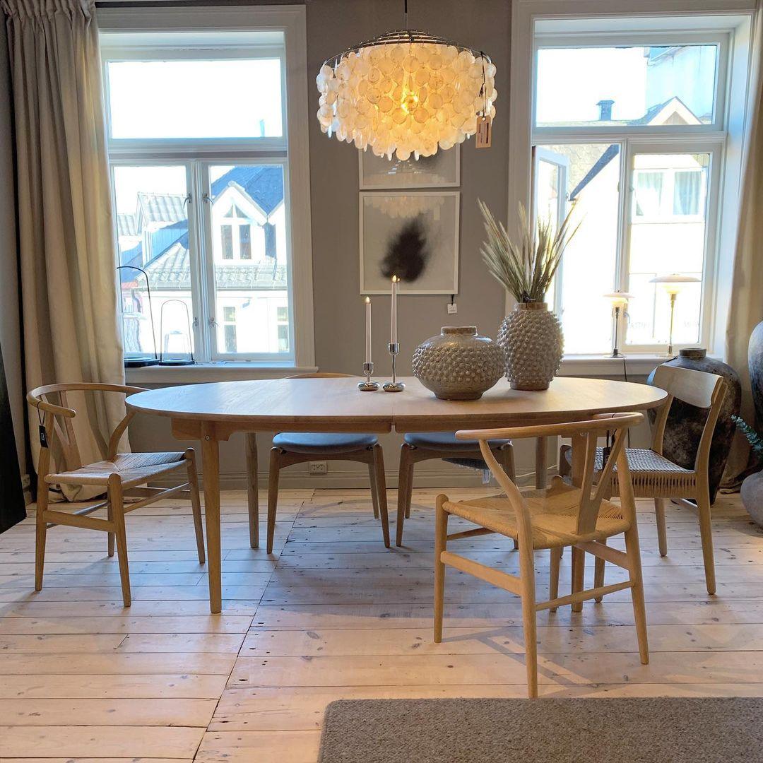 Elegant Round Shell Chandelier with Adjustable Height & Soft Lighting