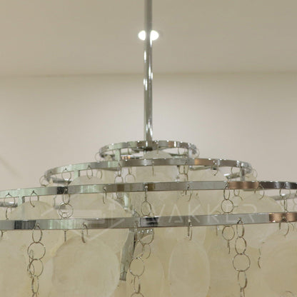 Elegant Round Shell Chandelier with Adjustable Height & Soft Lighting