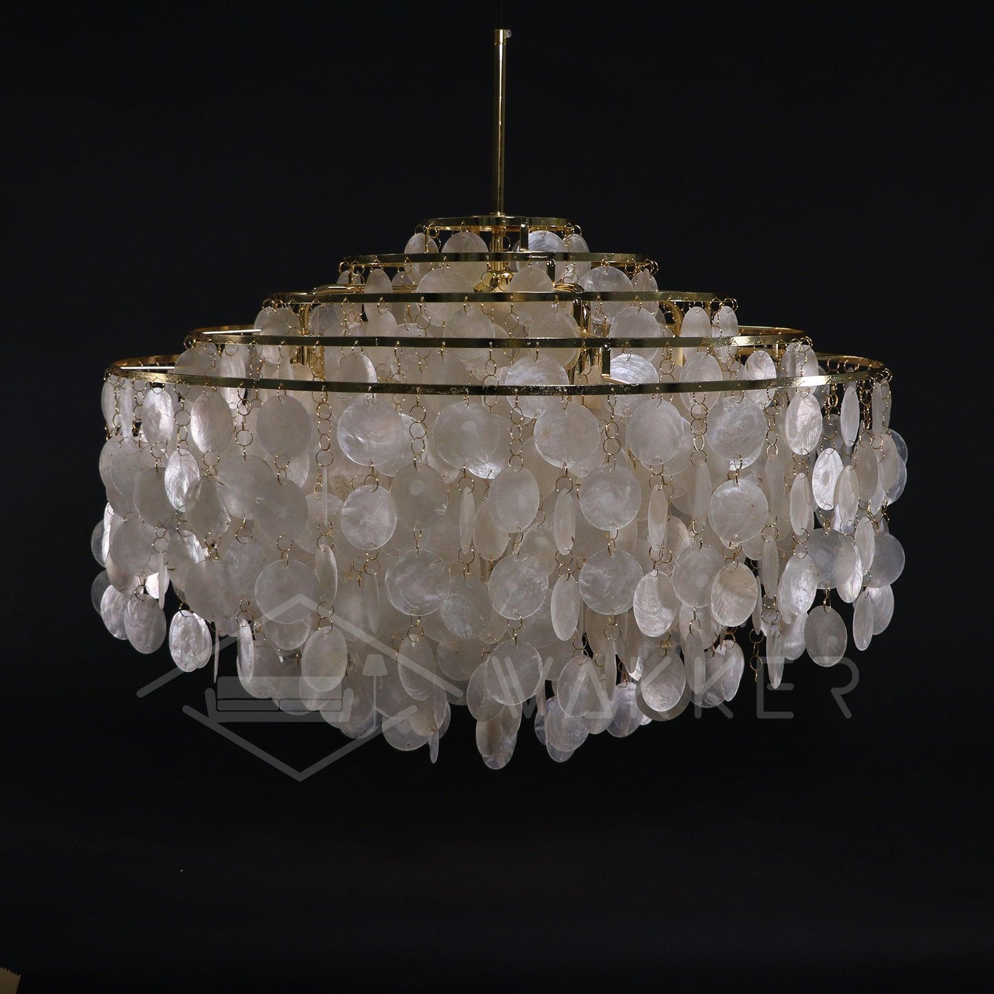 Elegant Round Shell Chandelier with Adjustable Height & Soft Lighting