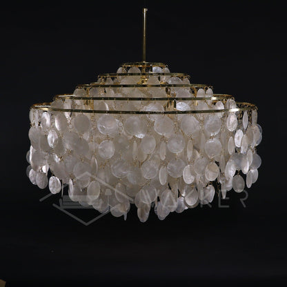 Elegant Round Shell Chandelier with Adjustable Height & Soft Lighting