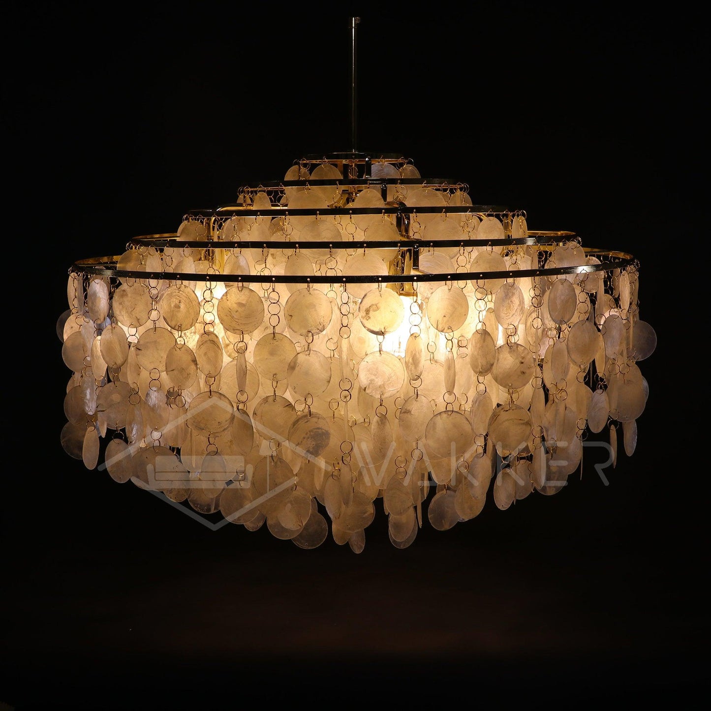 Elegant Round Shell Chandelier with Adjustable Height & Soft Lighting