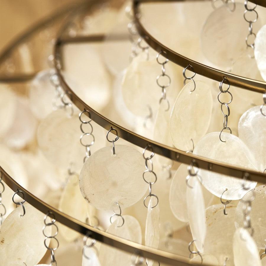 Elegant Round Shell Chandelier with Adjustable Height & Soft Lighting