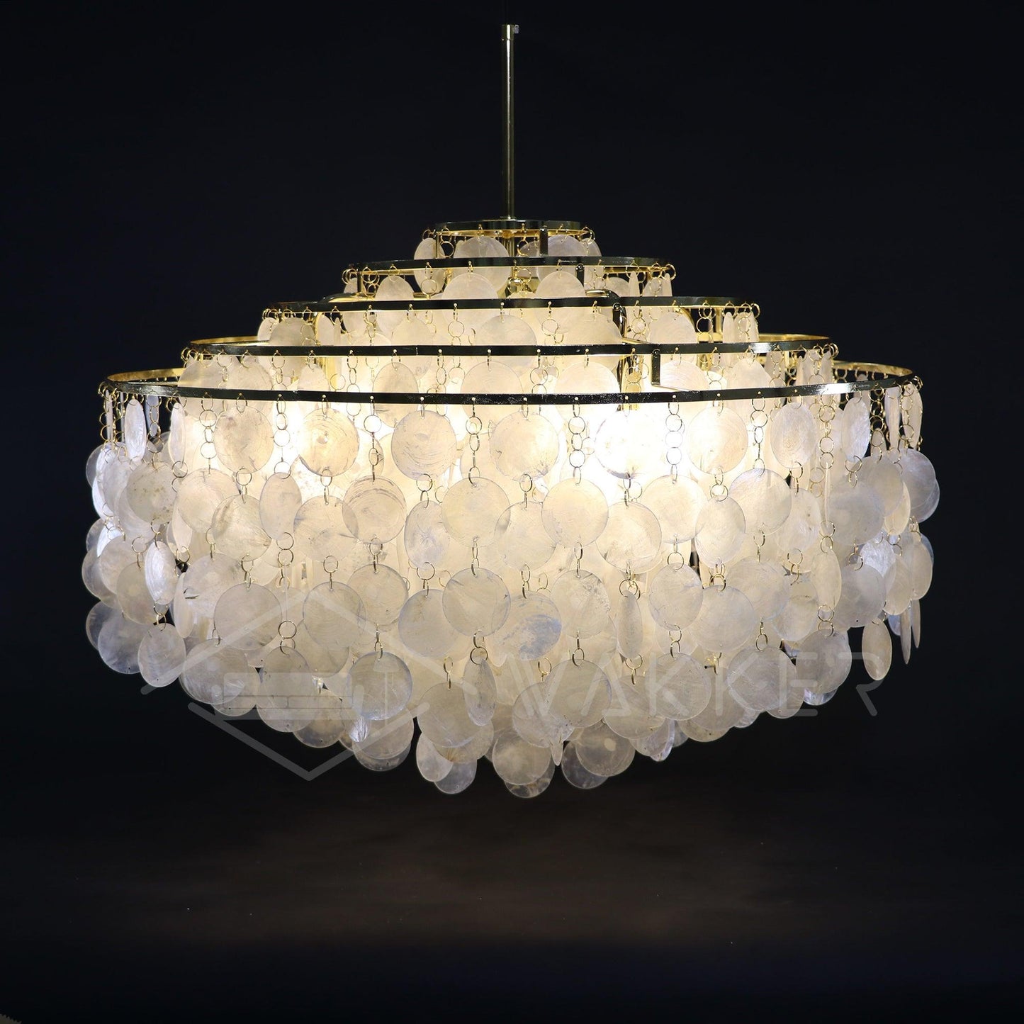 Elegant Round Shell Chandelier with Adjustable Height & Soft Lighting