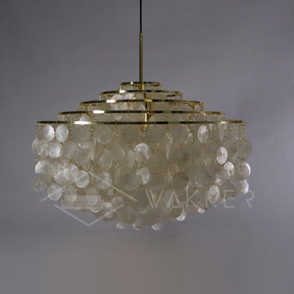 Elegant Round Shell Chandelier with Adjustable Height & Soft Lighting
