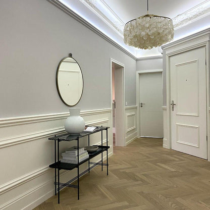 Elegant Round Shell Chandelier with Adjustable Height & Soft Lighting
