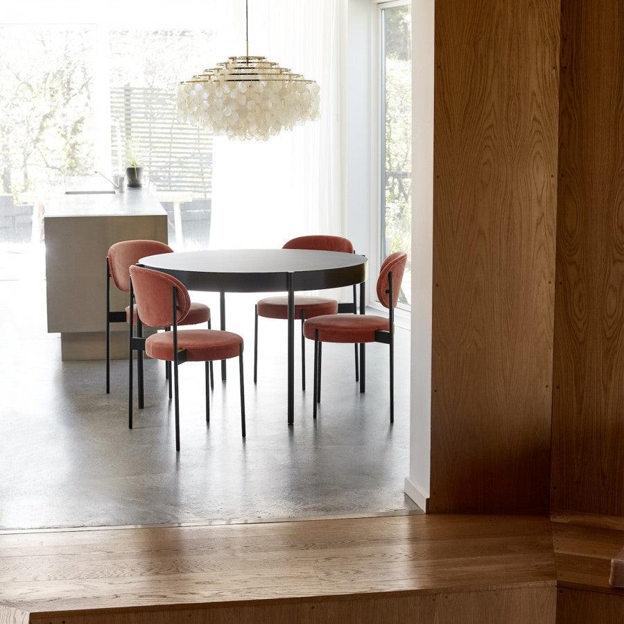 Elegant Round Shell Chandelier with Adjustable Height & Soft Lighting