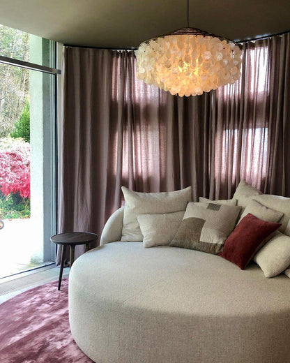 Elegant Round Shell Chandelier with Adjustable Height & Soft Lighting