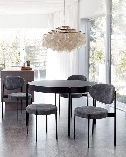 Elegant Round Shell Chandelier with Adjustable Height & Soft Lighting