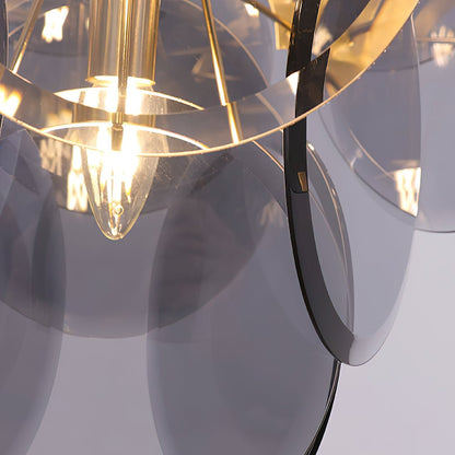 Velora Amber Disc Chandelier - Elegant Design with Adjustable Height