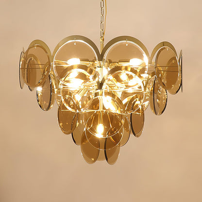 Velora Amber Disc Chandelier - Elegant Design with Adjustable Height