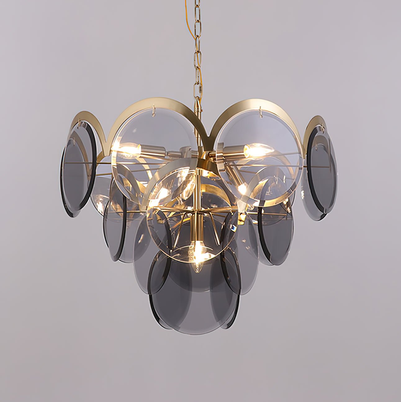 Velora Amber Disc Chandelier - Elegant Design with Adjustable Height