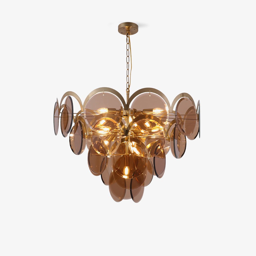 Velora Amber Disc Chandelier - Elegant Design with Adjustable Height