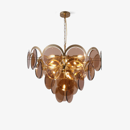 Velora Amber Disc Chandelier - Elegant Design with Adjustable Height