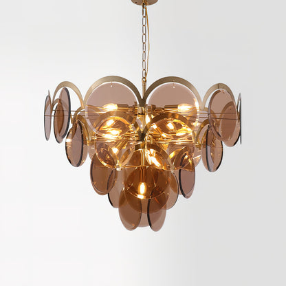 Velora Amber Disc Chandelier - Elegant Design with Adjustable Height