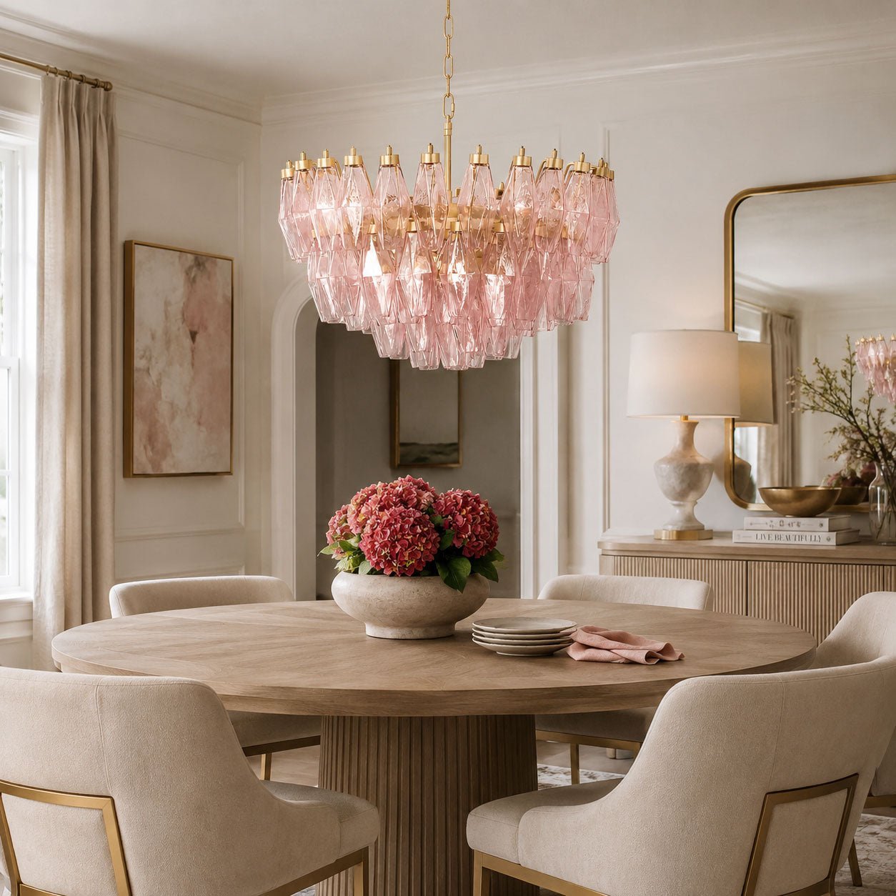 Facet Bloom Modern Chandelier - Elegant Design, Adjustable Height