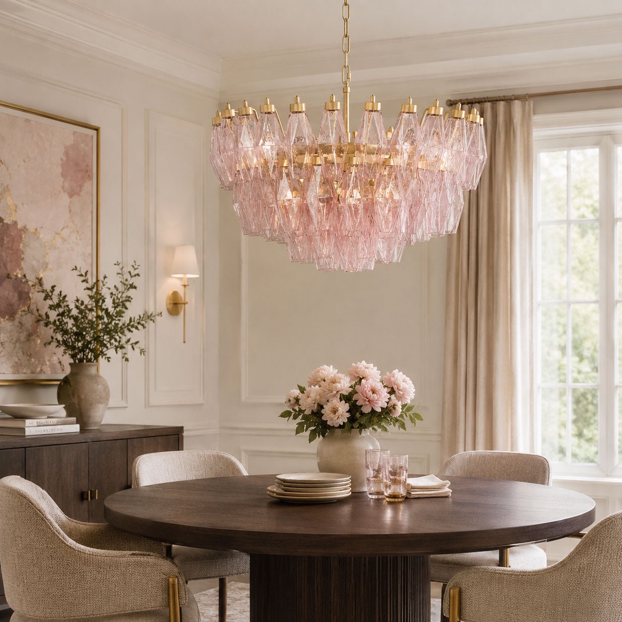 Facet Bloom Modern Chandelier - Elegant Design, Adjustable Height
