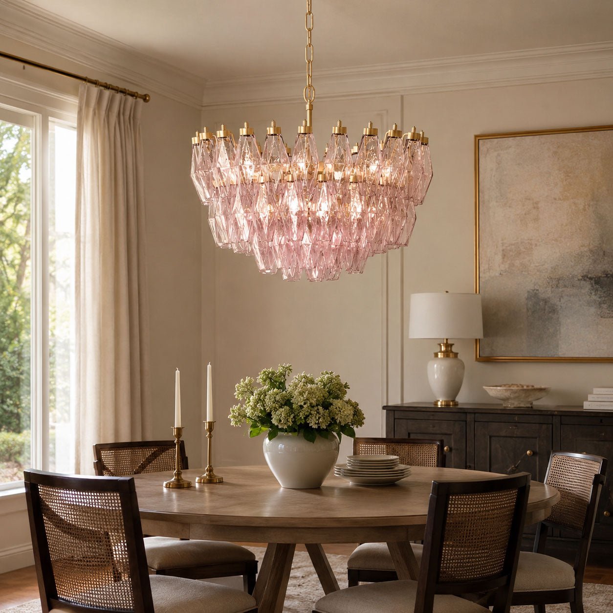 Facet Bloom Modern Chandelier - Elegant Design, Adjustable Height