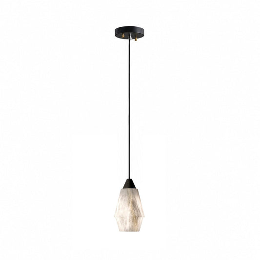 Faceted Alabaster Cluster Chandelier - Elegant Design & Adjustable Hei