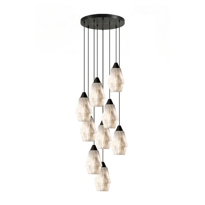 Faceted Alabaster Cluster Chandelier - Elegant Design & Adjustable Hei
