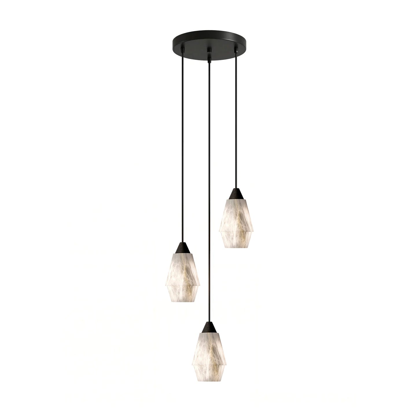 Faceted Alabaster Cluster Chandelier - Elegant Design & Adjustable Hei