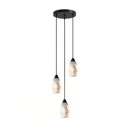 Faceted Alabaster Cluster Chandelier - Elegant Design & Adjustable Hei