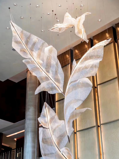 Falling Leaves Glass Chandelier - Elegant Design with Adjustable Heigh
