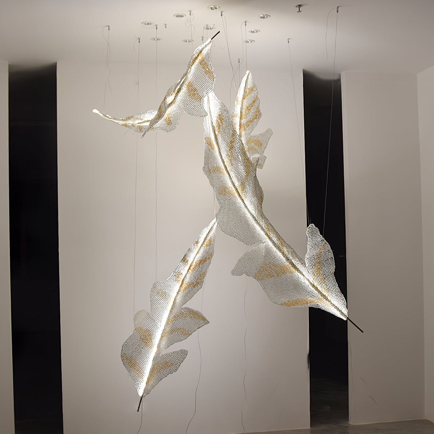 Falling Leaves Glass Chandelier - Elegant Design with Adjustable Heigh