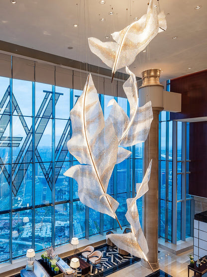 Falling Leaves Glass Chandelier - Elegant Design with Adjustable Heigh