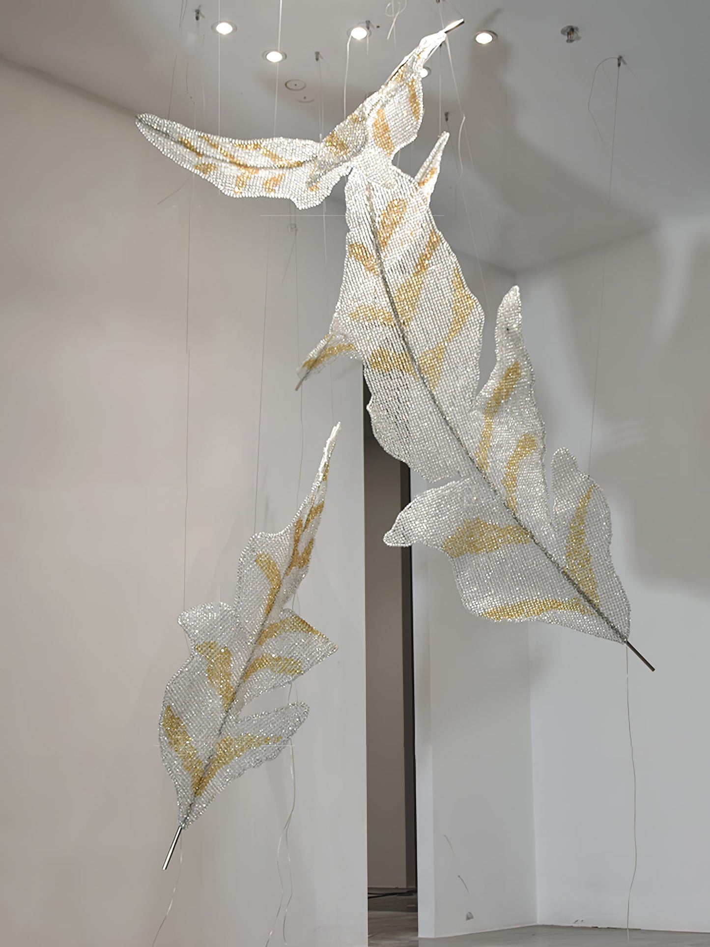 Falling Leaves Glass Chandelier - Elegant Design with Adjustable Heigh