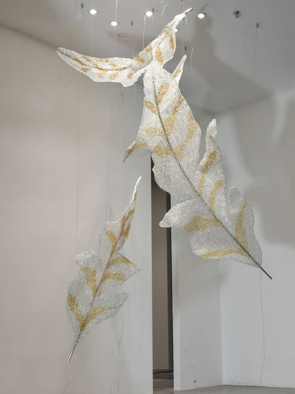 Falling Leaves Glass Chandelier - Elegant Design with Adjustable Heigh