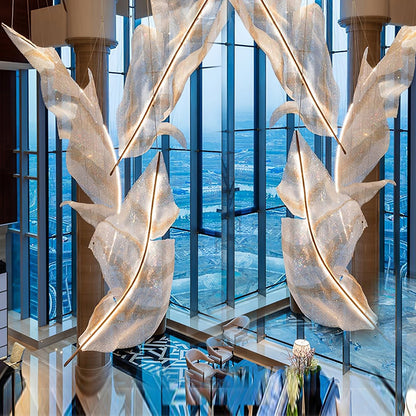 Falling Leaves Glass Chandelier - Elegant Design with Adjustable Heigh