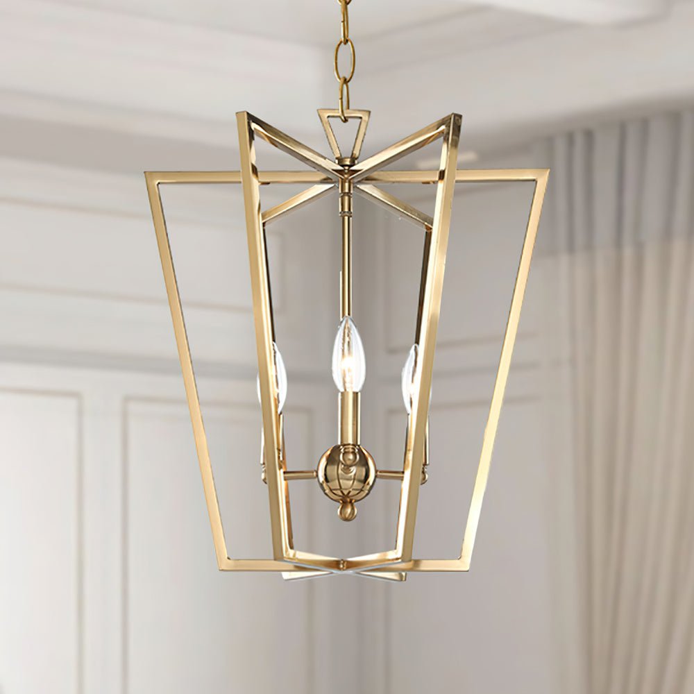 Rustic Farmhouse Lantern Chandelier with Adjustable Height & Warm Glow
