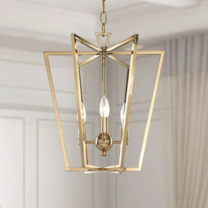 Rustic Farmhouse Lantern Chandelier with Adjustable Height & Warm Glow