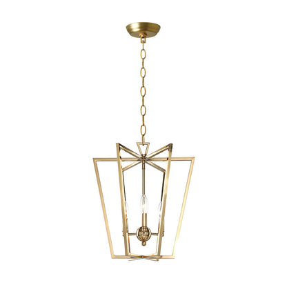 Rustic Farmhouse Lantern Chandelier with Adjustable Height & Warm Glow