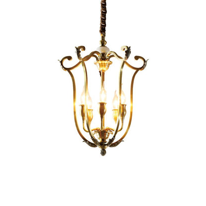 Rustic Farmhouse Lantern Chandelier with Adjustable Height & Warm Glow